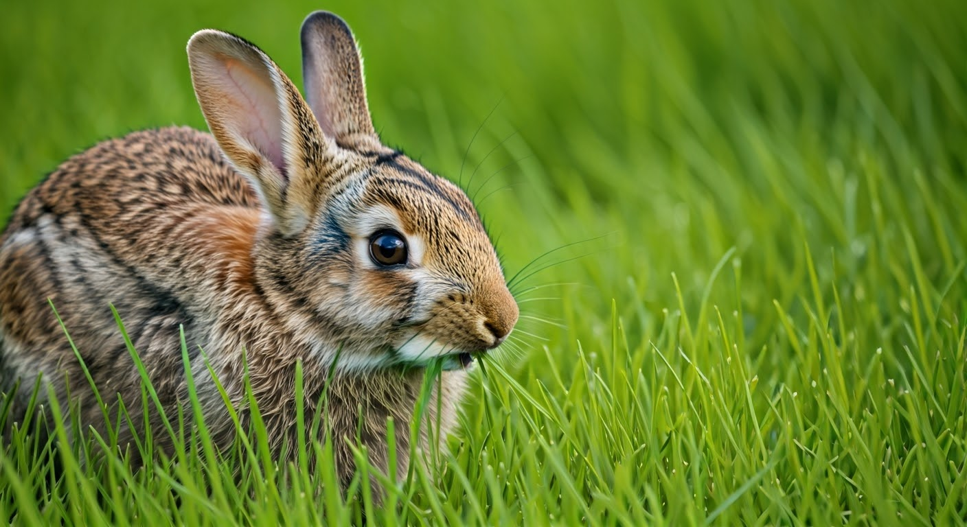 how is a rabbit eating grass mutualism